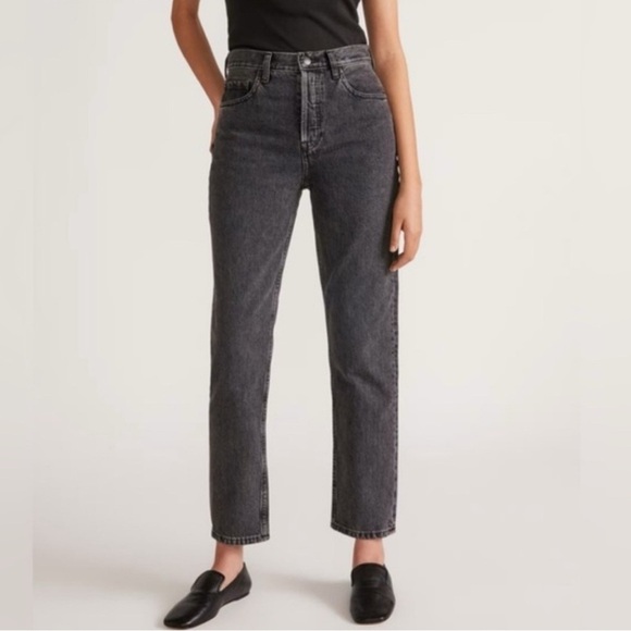 NWT Everlane Original Cheeky Jean Charcoal Gray Washed Black Denim Size 25 Crop - Picture 1 of 14
